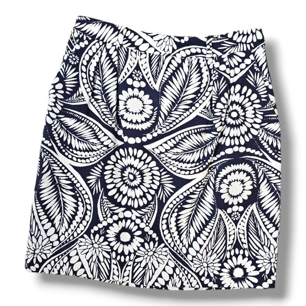 Kate Spade New York Blue & White Floral Print Meredith Mini Skirt - Size 2